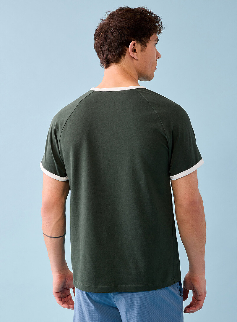 I.FIV5: Le t-shirt raglan imprim&eacute; <i>fitness</i> r&eacute;tro Vert pour homme
