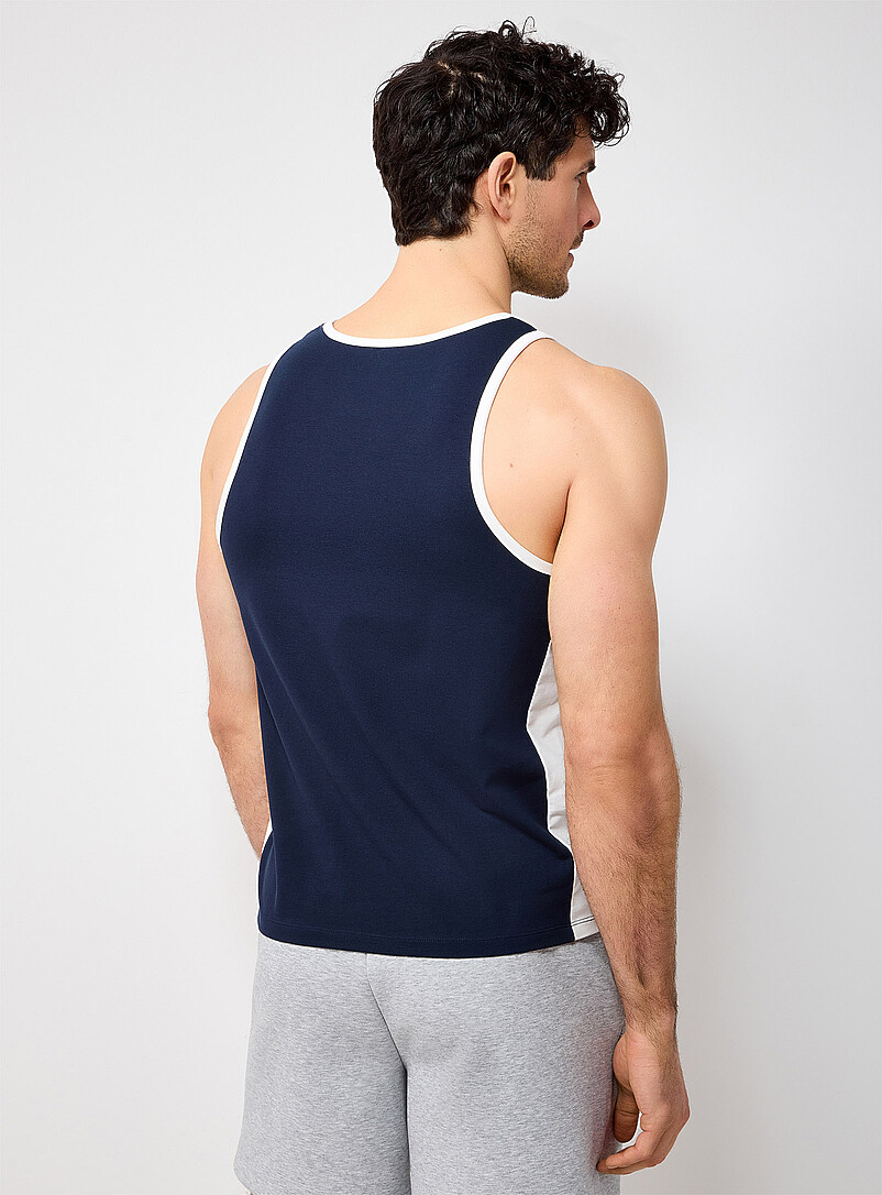 I.FIV5: La camisole imprim&eacute; <i>fitness</i> r&eacute;tro Bleu marine - Bleu nuit pour homme