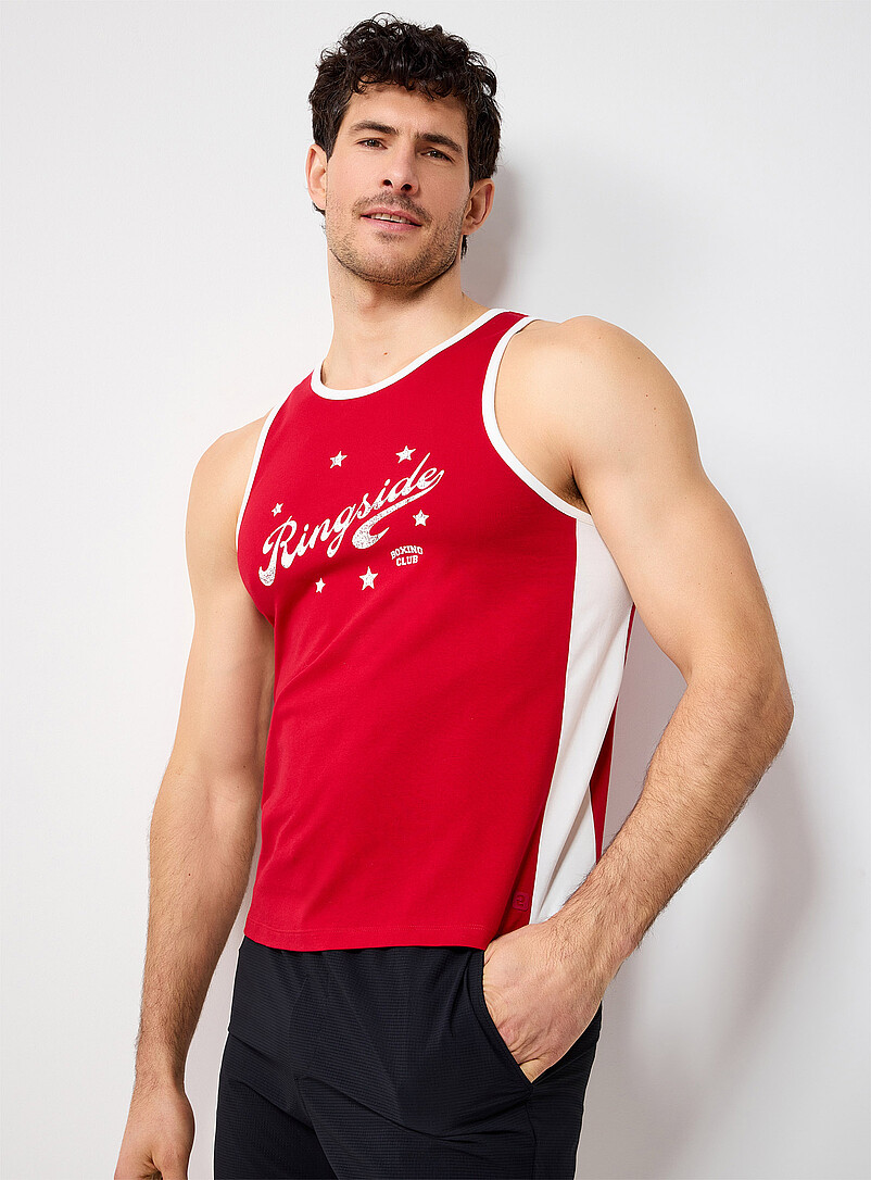 I.FIV5: La camisole imprim&eacute; <i>fitness</i> r&eacute;tro Bleu marine - Bleu nuit pour homme