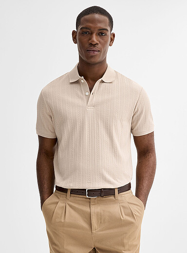 Textured jersey polo