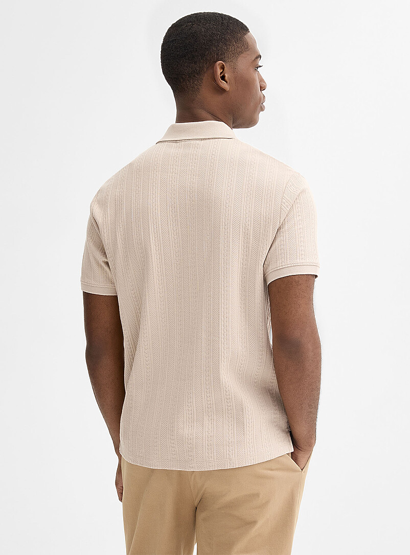 Le 31 Sand Textured jersey polo for men