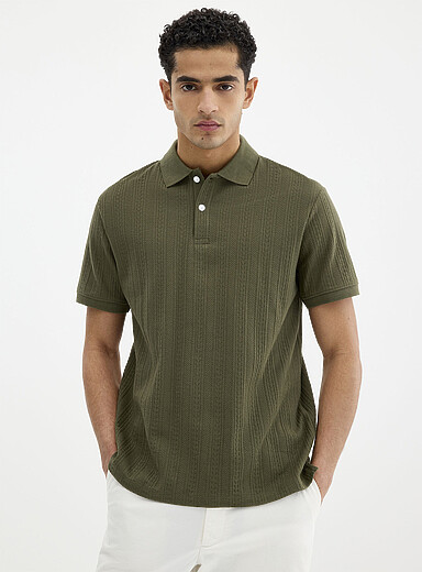 Textured jersey polo