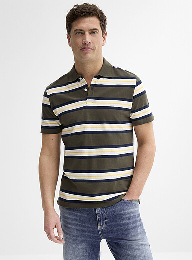 Mixed stripe piqu&eacute; polo