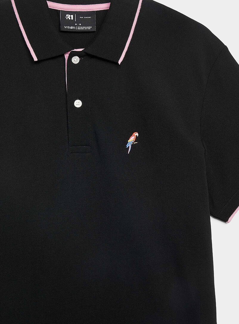 Le 31: Le polo piqu&eacute; broderie estivale Bleu marine - Bleu nuit pour homme
