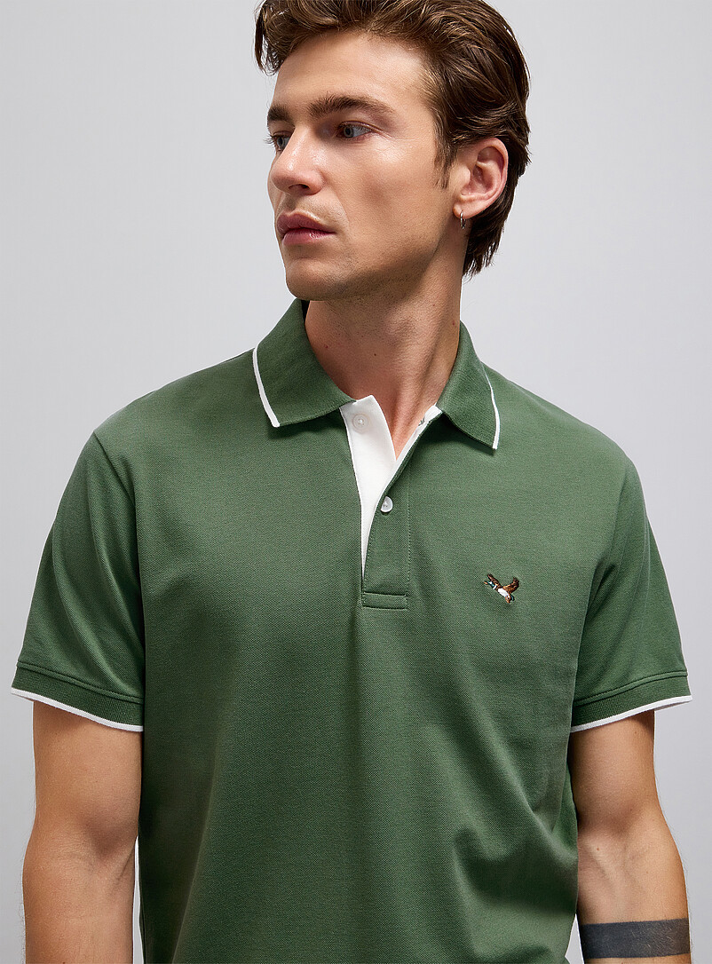 Le 31: Le polo piqu&eacute; broderie estivale Bleu marine - Bleu nuit pour homme