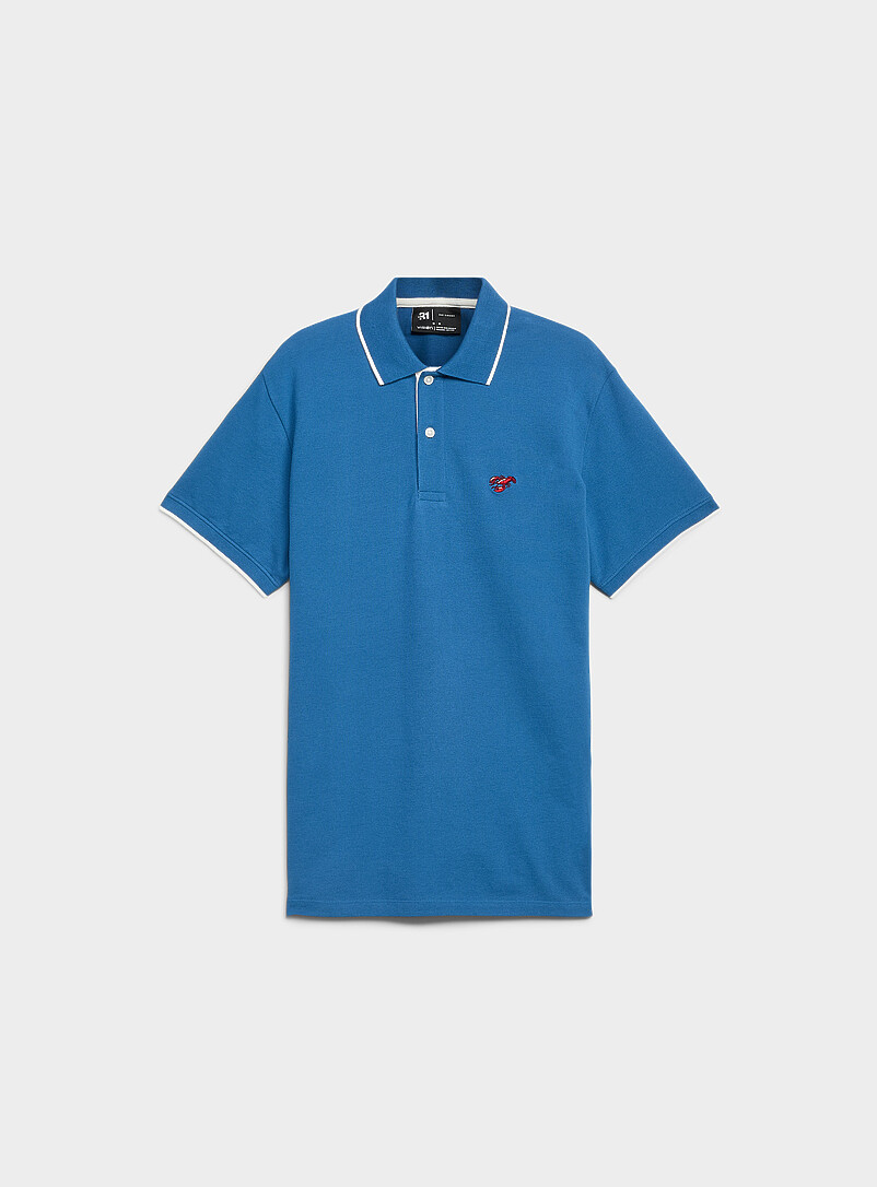 Le 31: Le polo piqu&eacute; broderie estivale Bleu marine - Bleu nuit pour homme