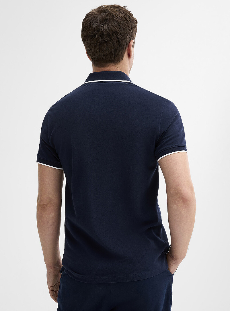 Le 31: Le polo piqu&eacute; broderie estivale Bleu marine - Bleu nuit pour homme