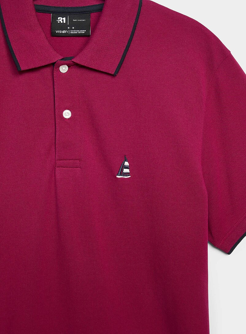 Le 31: Le polo piqu&eacute; broderie estivale Bleu marine - Bleu nuit pour homme