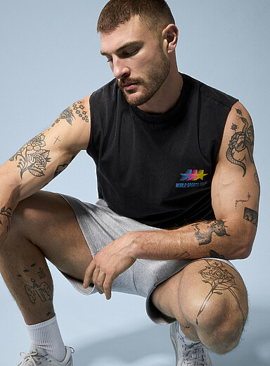 Faded organic cotton muscle tee