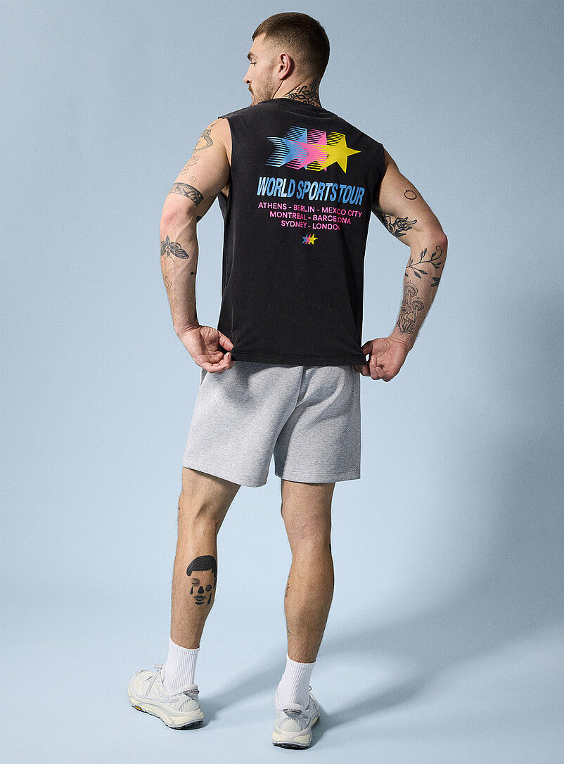 I.FIV5: Le t-shirt sans manches d&eacute;lav&eacute; coton bio Blanc cass&eacute; pour homme