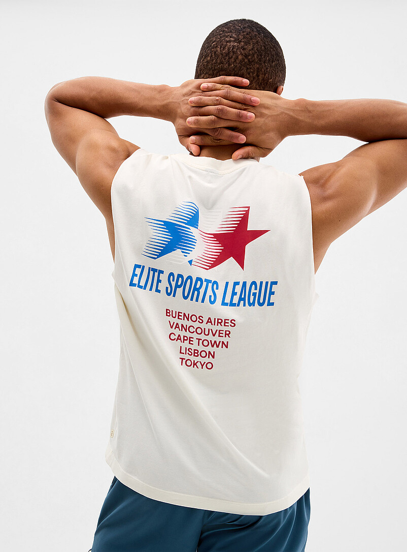 I.FIV5: Le t-shirt sans manches d&eacute;lav&eacute; coton bio Blanc cass&eacute; pour homme