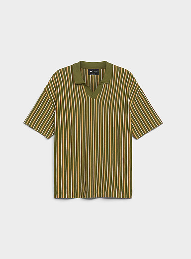 Le polo col Johnny rayures r&eacute;tro <b>Coupe confort</b>