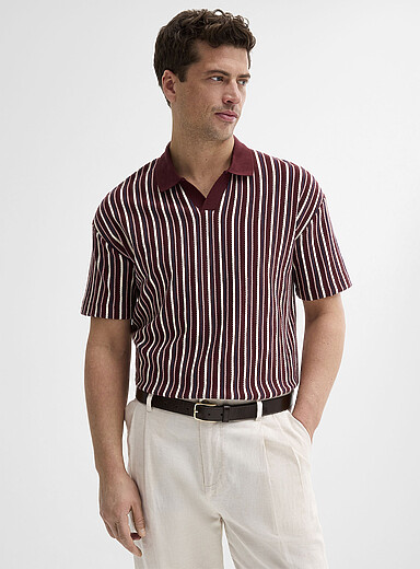 Le polo col Johnny rayures r&eacute;tro <b>Coupe confort</b>