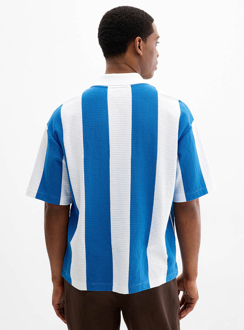 Le 31: Le polo col johnny jersey ajour&eacute; ray&eacute; Orange pour homme