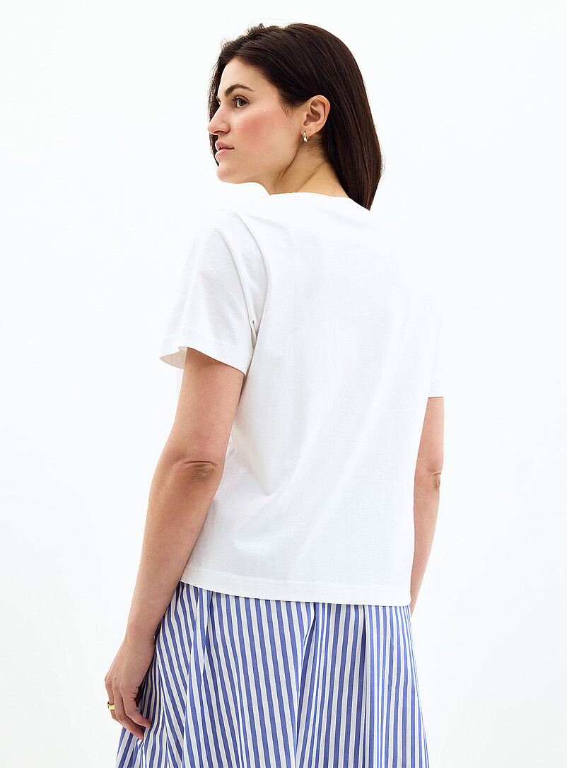 Contemporaine: Le t-shirt carr&eacute; pur coton bio petites billes Poisson pour femme