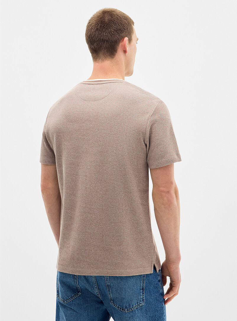 Le 31: Le t-shirt tricot textur&eacute; faux-uni Bleu p&acirc;le - Bleu ciel pour homme