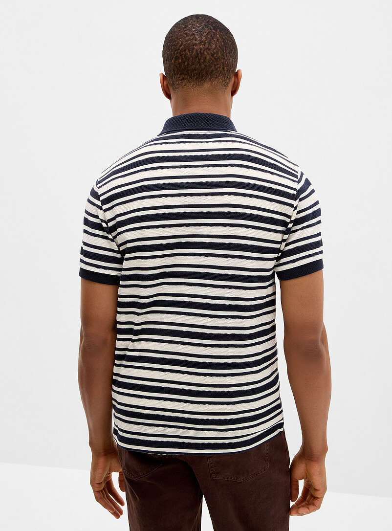 Le 31 Sand Piqu&eacute; stripe polo for men