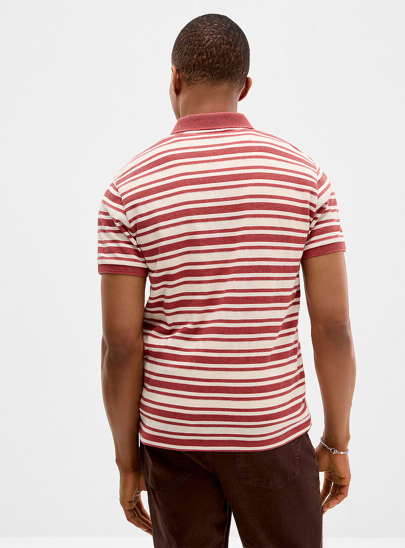 Le 31: Le polo rayures piqu&eacute;es Sable pour homme