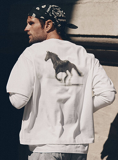 I.FIV5 White Boxy printed pure cotton tee for men