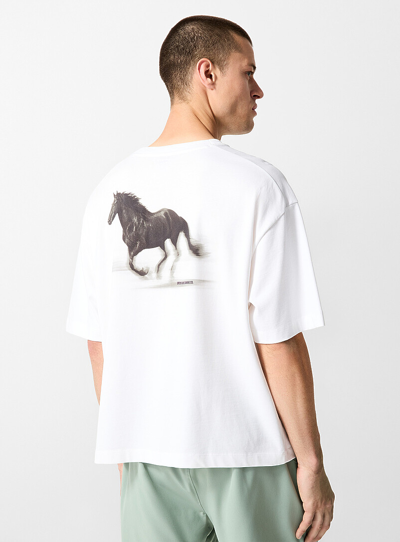 I.FIV5: Le t-shirt carr&eacute; pur coton imprim&eacute; Blanc pour homme