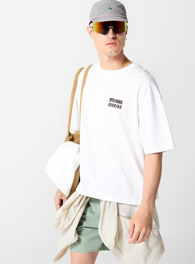 I.FIV5: Le t-shirt carr&eacute; pur coton imprim&eacute; Blanc pour homme