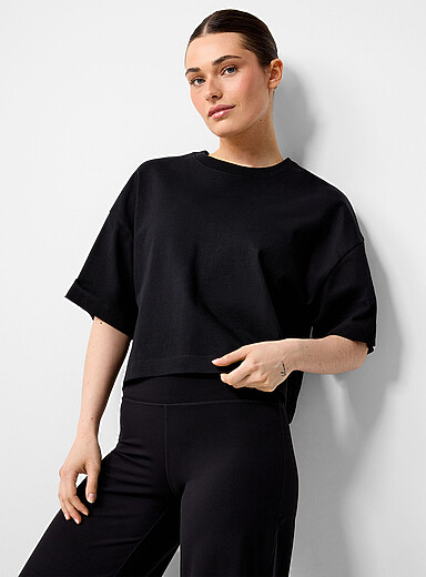 I.FIV5: Le t-shirt ample carr&eacute; pur coton Noir pour femme