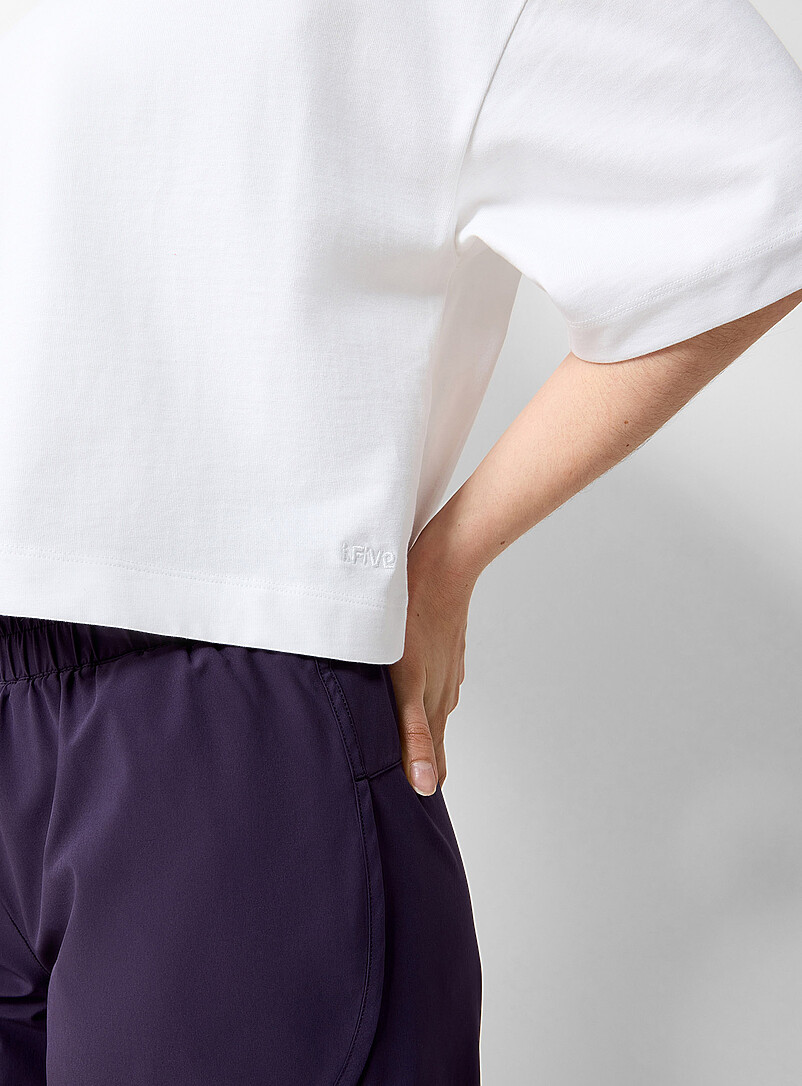 I.FIV5: Le t-shirt ample carr&eacute; pur coton Rouge pour femme