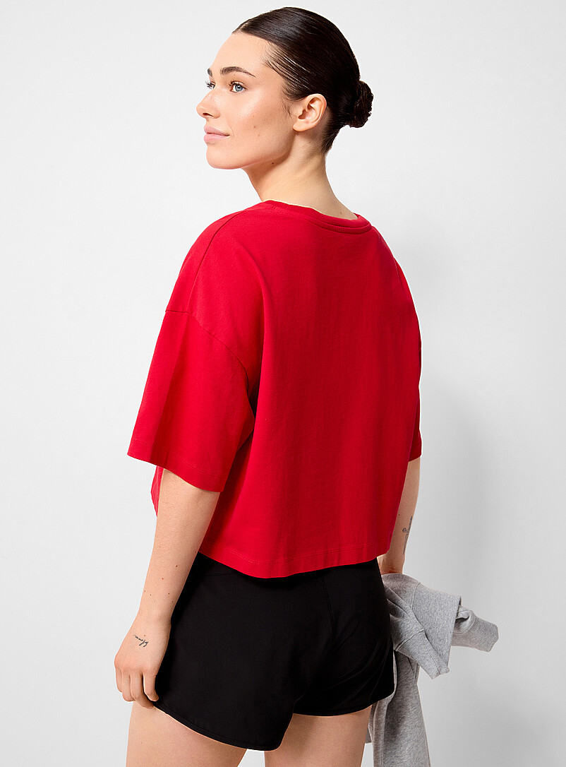 I.FIV5: Le t-shirt ample carr&eacute; pur coton Rouge pour femme