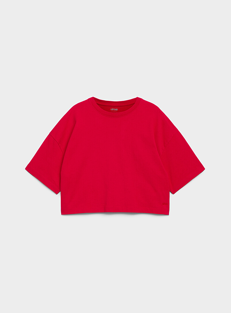 I.FIV5 Red Pure cotton boxy T-shirt for women