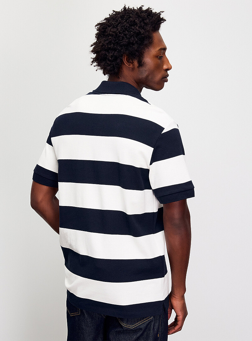 Le 31 Black Club-stripe piqu&eacute; polo <b>Standard fit</b> for men