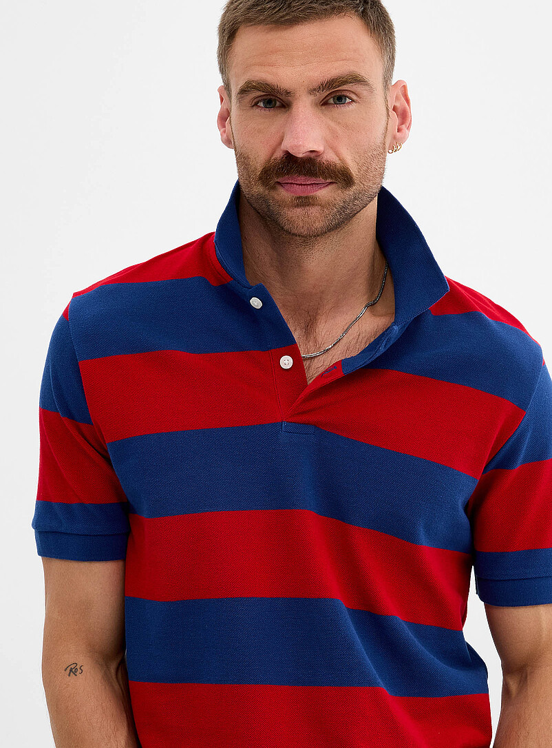 Le 31 Black Club-stripe piqu&eacute; polo <b>Standard fit</b> for men