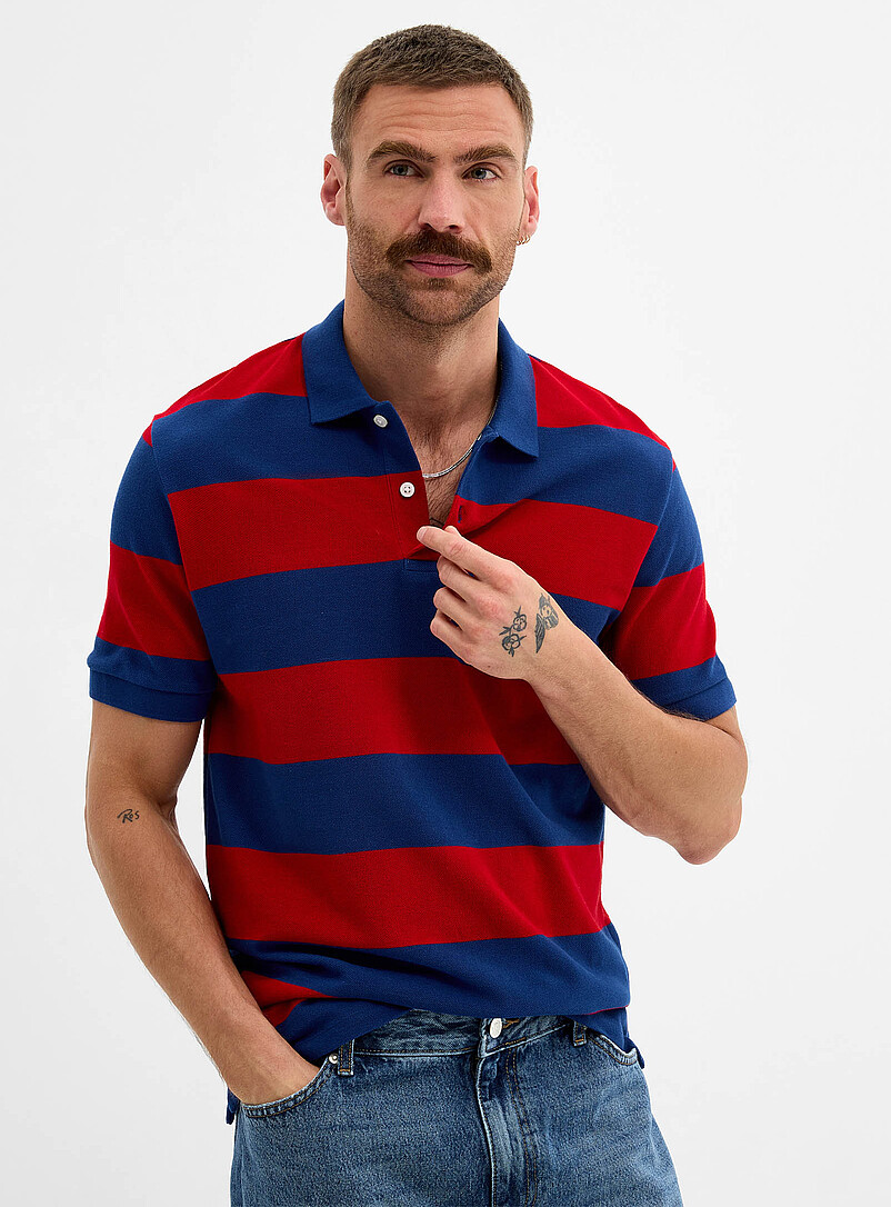 Le 31 Black Club-stripe piqu&eacute; polo <b>Standard fit</b> for men