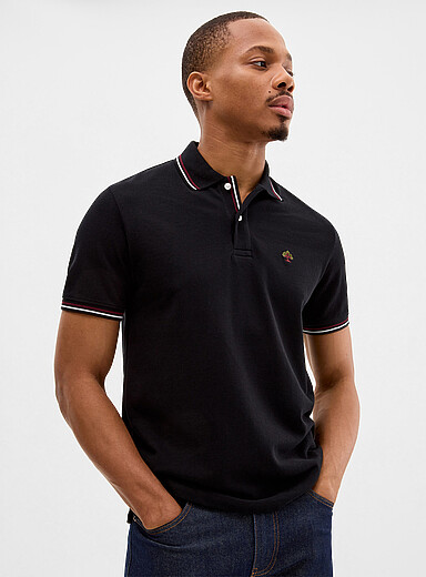Embroidered pattern piqu&eacute; polo