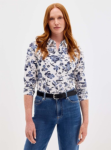 Organic cotton patterned polo shirt
