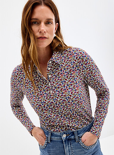 Organic cotton patterned polo shirt