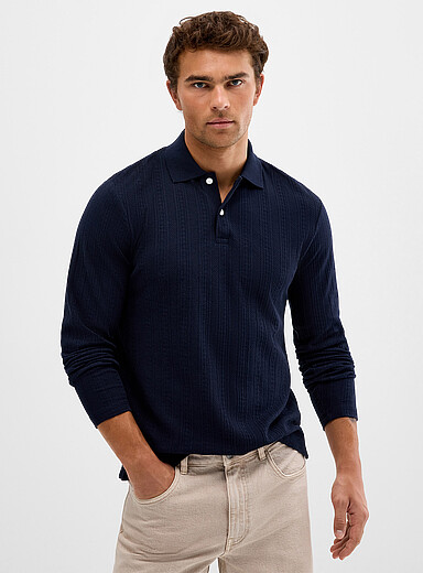 Le polo rayure jacquard pointelle