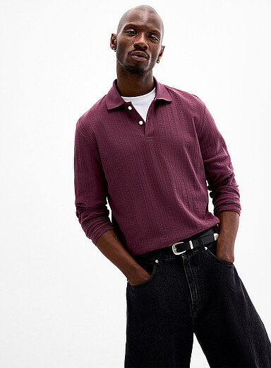 Le polo rayure jacquard pointelle