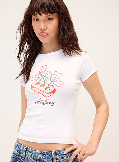 Twik: Le t-shirt Fleurir Anyway <b>Collection L'atelier des femmes</b> Blanc pour femme