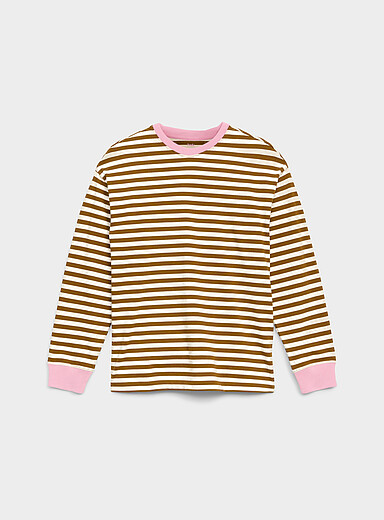 Contrasting trim loose organic cotton T-shirt