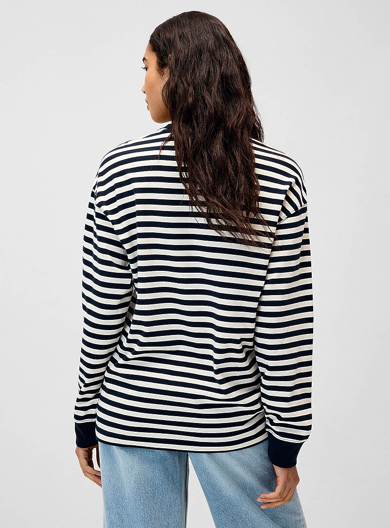 Twik Brown Contrasting trim loose organic cotton T-shirt for women