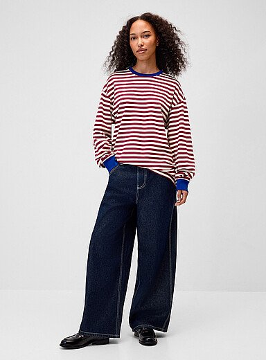 Le t-shirt ample bords contraste coton bio