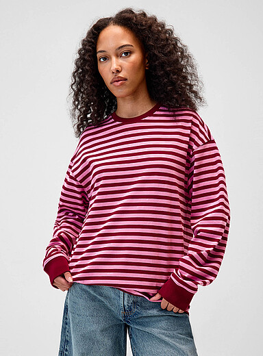 Twik: Le t-shirt ample bords contraste coton bio Rose pour femme