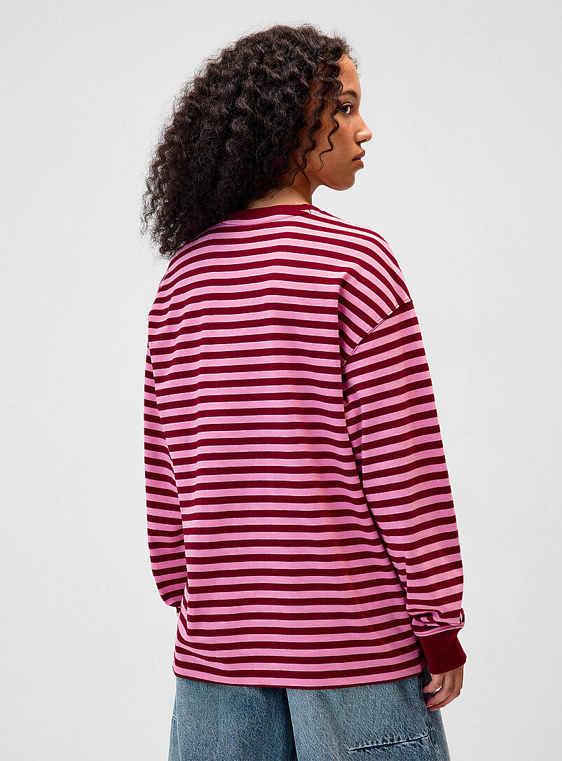 Twik Brown Contrasting trim loose organic cotton T-shirt for women