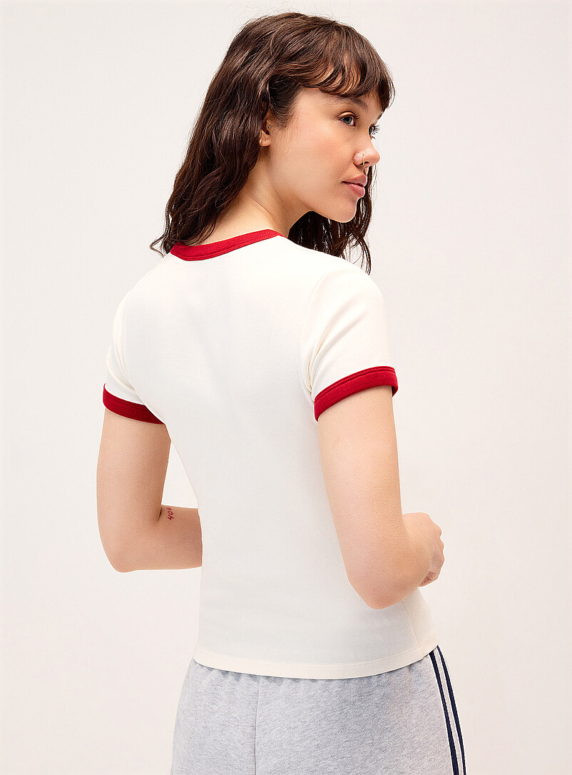 Twik Green  Contrasting trim T-shirt <b>Super slim fit</b> for women