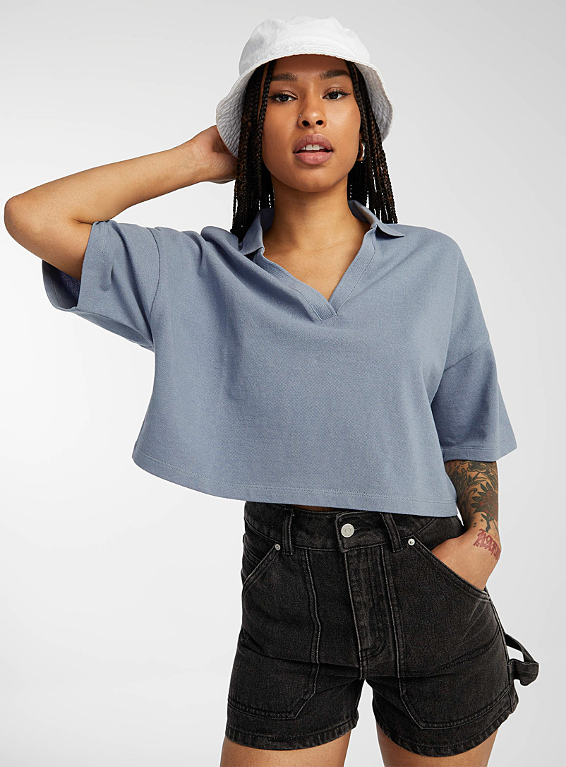 Organic cotton Johnny collar loose T 