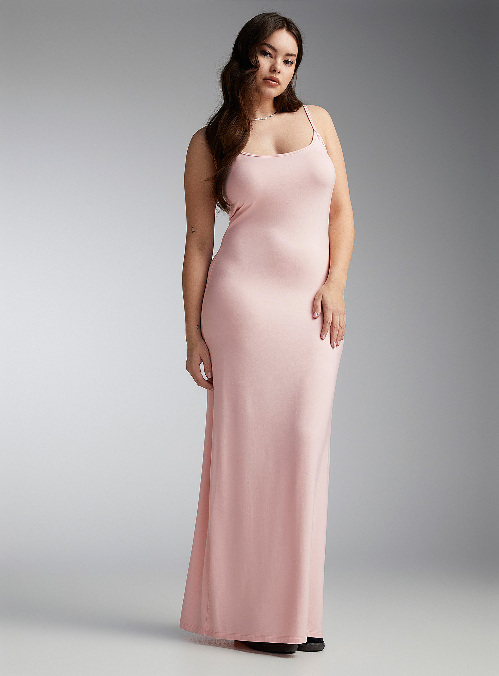 Twik Fine Straps Model Maxi Dress In Pink
