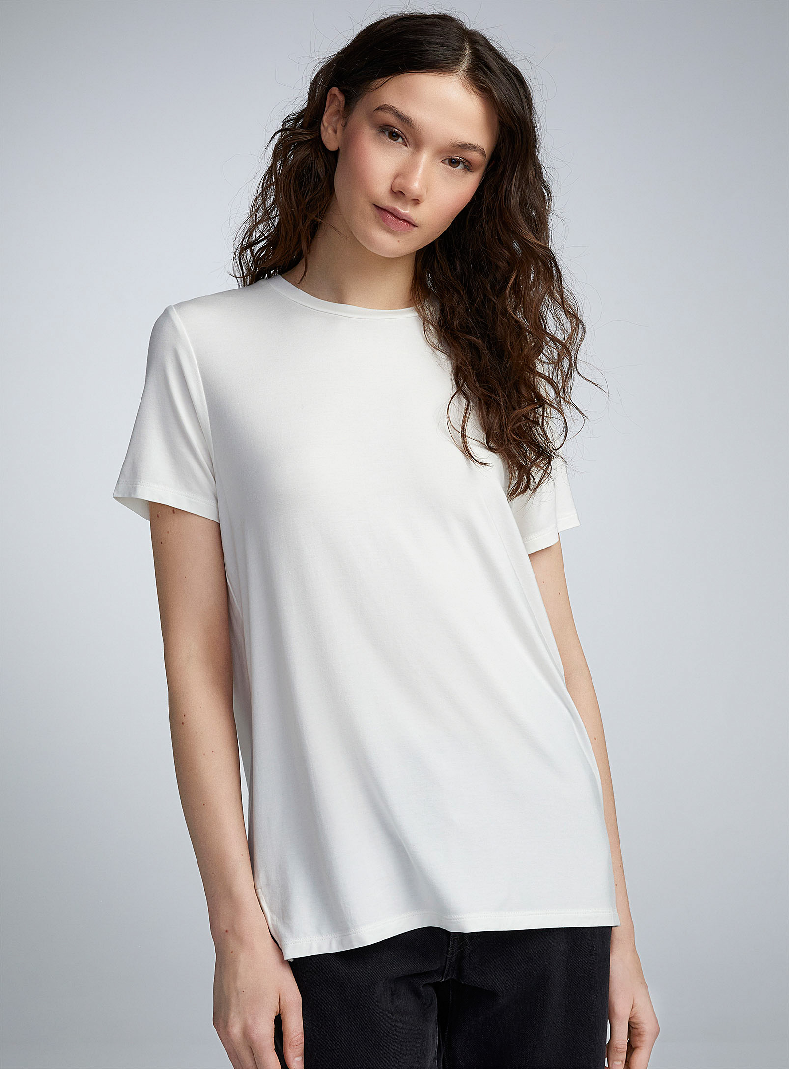 Twik Short-sleeve Crew-neck Modal T-shirt In Off White
