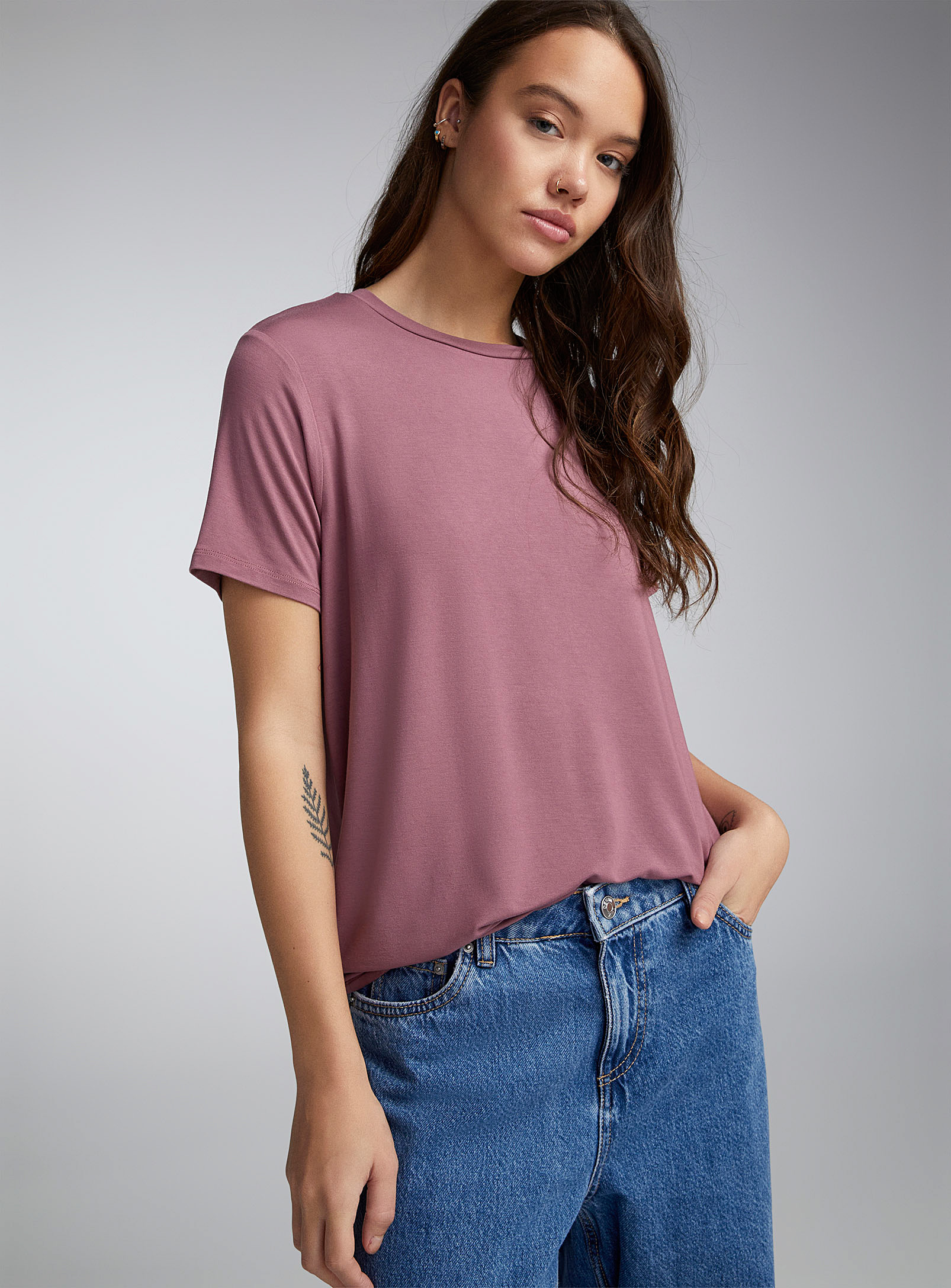 Twik Short-sleeve Crew-neck Modal T-shirt In Pink