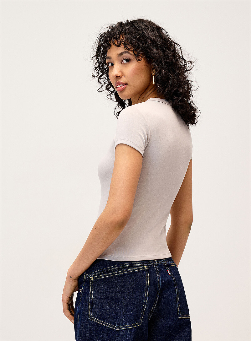 Appliqué mini-sleeve crew-neck T-shirt Super slim fit product image 2