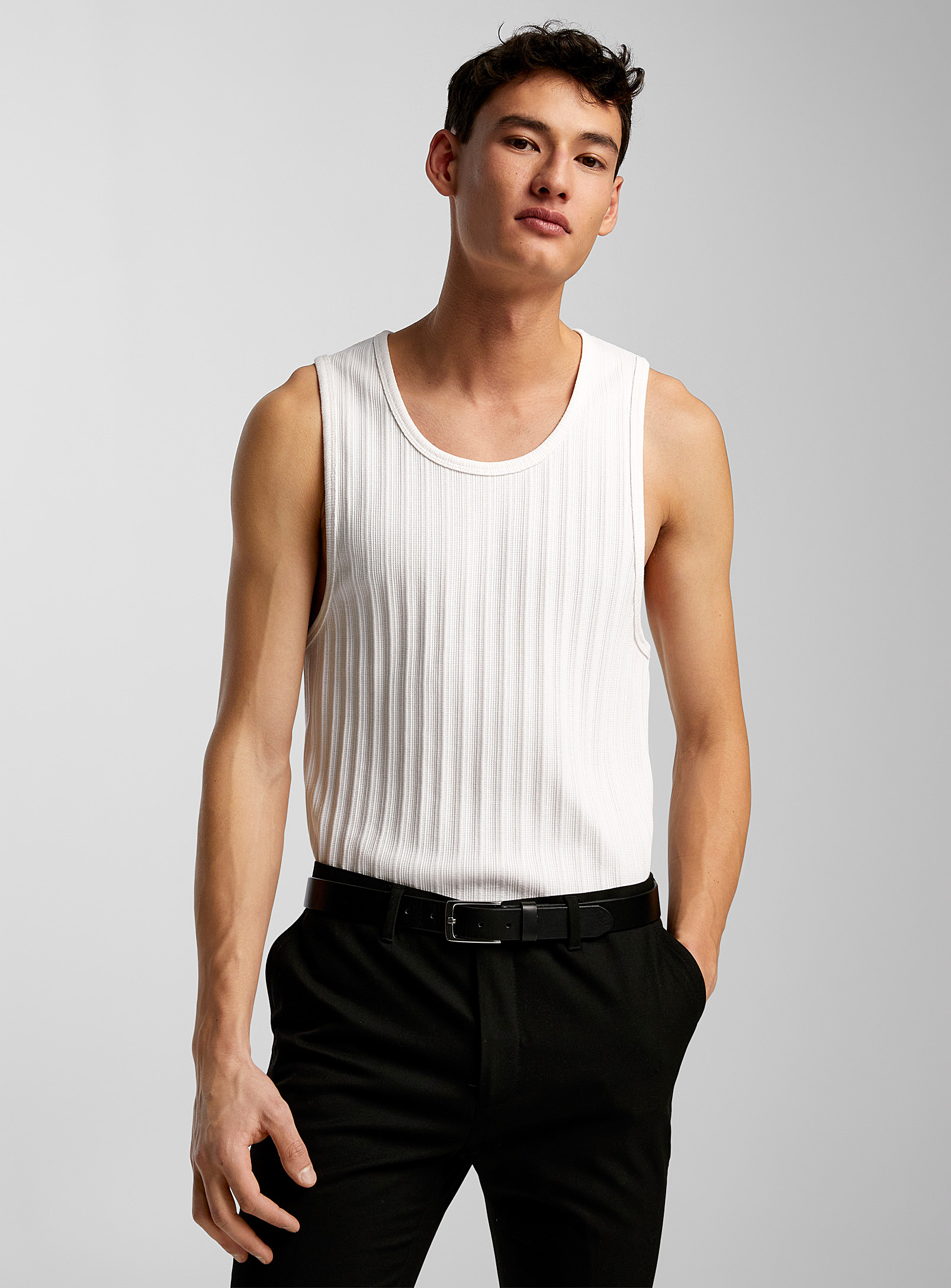 Le 31 Mixed-rib Jersey Tank In Off White